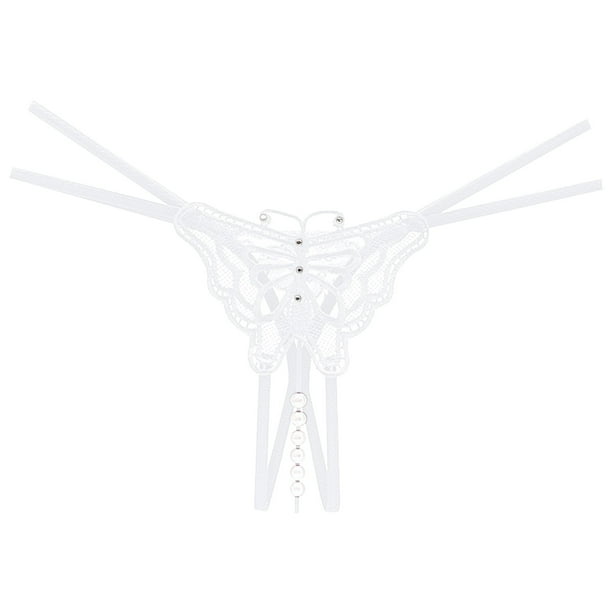 Gibobby Calzones para mujer sexy Tanga de masaje con perlas de corte abierto para mujer Blanco Talla unica Bodega Aurrera en linea