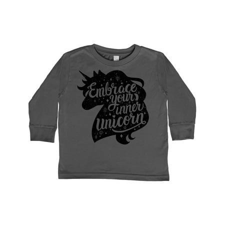 

Inktastic Embrace Your Inner Unicorn with Silhouette in Black Grunge Gift Toddler Boy or Toddler Girl Long Sleeve T-Shirt