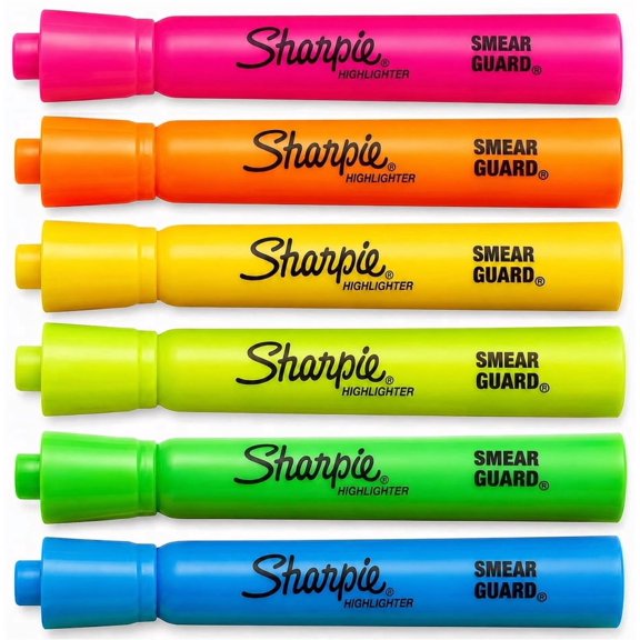 Sharpie Tank Style Highlighters, Chisel Point, Assorted Colors, 12 Count