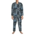 thumbnail image 3 of Fotbe Snowflake Vintage Pattern Pijama de Hombre con Estampado de Manga Larga, Conjunto de 2 Piezas, Ropa de Dormir Suave y Cómoda con Bolsillos-X-Large, 3 of 7