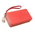 thumbnail image 4 of Carteras portátiles Cuero de PU Cartera larga con cremallera Monedero en efectivo de charol (Rojo sandía), 4 of 6