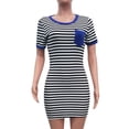 thumbnail image 4 of Henpk Summer Dresses for Women Striped T Shirt Dress Casual Midi Dress Short Sleeve Sundress with Pockets Stripe Print Fashion Dress Short Sleeve Mini Dress Blue XL, 4 of 5