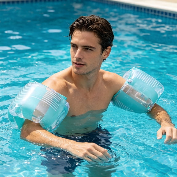 Glitter Stripe Swim Arm Bands Thickened PVC Inflatable Water Floaties for Adults Pool Beach Summer