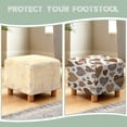thumbnail image 6 of SCRAWLGOD Heart Animal Print Brown Beige Stretch Ottoman Cover Square, Footrest Stool Slipcover with Elastic Bottom Comfortable Foot Stool Cover Furniture Protector for Living Room, 6 of 7