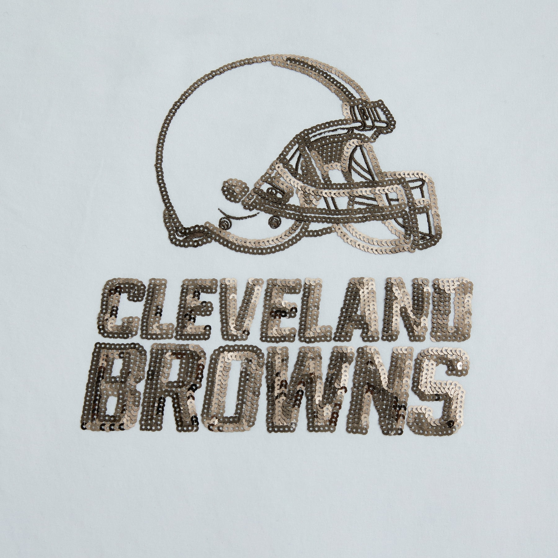 NFL Womens Cleveland Browns Cozy Sequin Crew Neck Sweatshirt