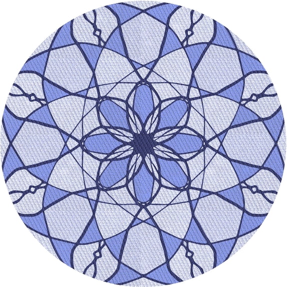 Ahgly Company Machine Washable Indoor Round Transitional Heavenly Blue Area Rugs, 4' Round