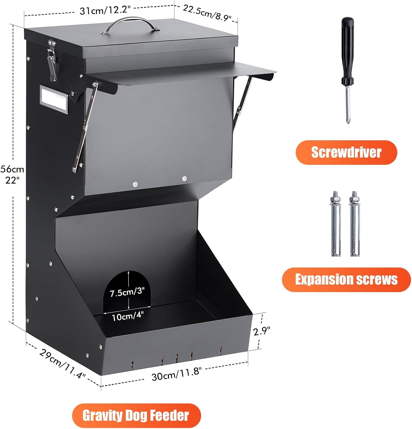 Outdoor Dog Feeder for Large Dogs, Automatic Dog Feeder Large Breed and Gravity Dog Food Dispenser for Dogs, Cats, Deer, Chicken, Ducks, Geese