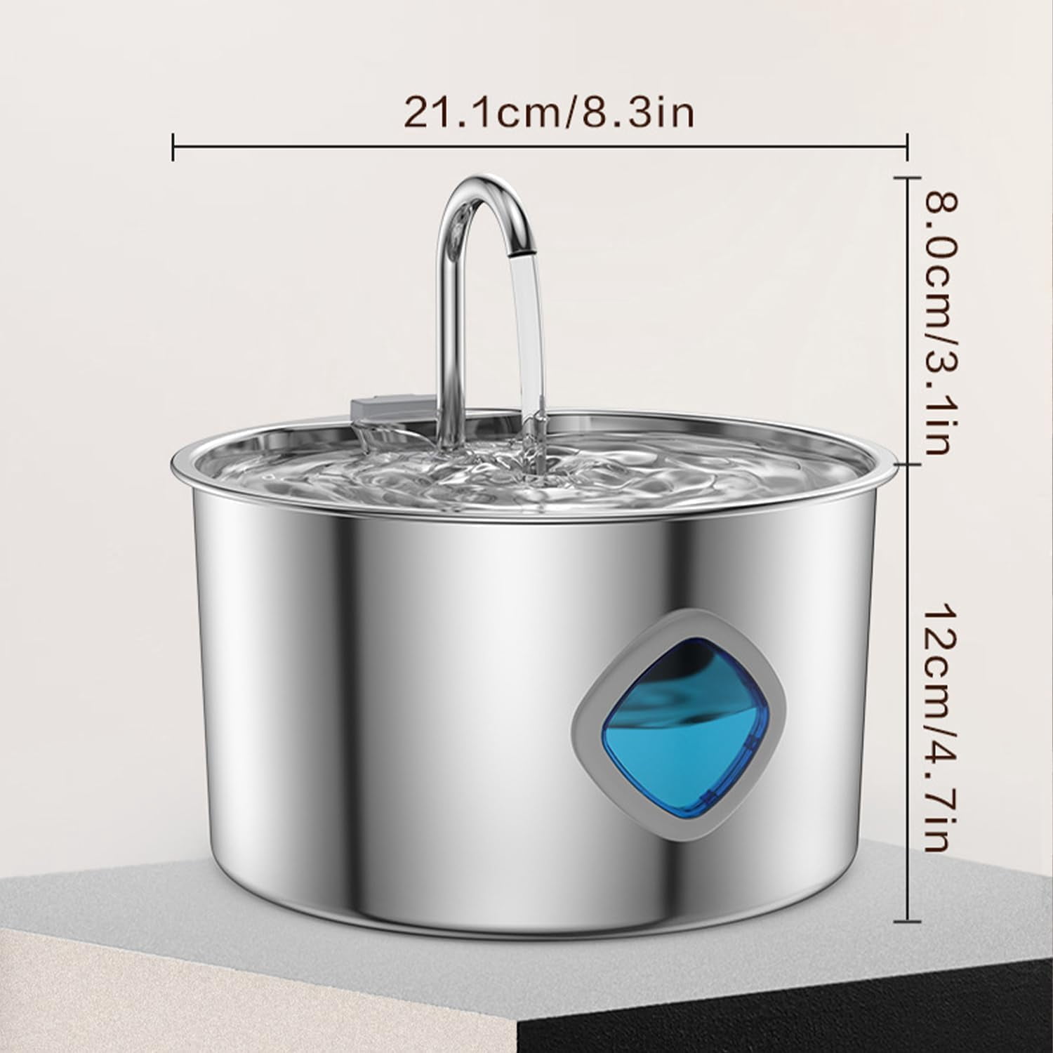 Wag Wells Dog Fountain, 2026 Upgrade Wag Wells Water Fountain for Dogs, Stainless Steel Dog Water Fountain with Visual Water Level&Quiet Pump