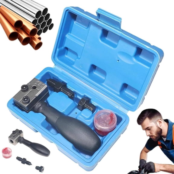Car Brake Oil Pipe Expander Tools,3/16 Double Flaring Tool for Brake Lines, Brake Line Flaring Tool Kit, Universal Automotive Brake Flaring Tool for Car(1Set-A)