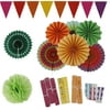 Willkey Party Decoration Multi-color Hanging Paper Fans Pom Poms Flowers Garlands for Birthday Parties Wedding Fiesta