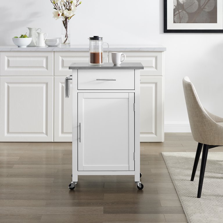 Brantley Granite Top Rolling Kitchen Cart with Towel Rack, Color: White -  JCPenney