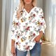 thumbnail image 2 of TaTaai Loose Fit V-Neck Top for Women 3/4 Sleeve with Smocked Cuffs Casual Printed Blouse Fashion Unstructured Print Soft Flowy Shirt for Spring Daily Vacation Gift, 2 of 7