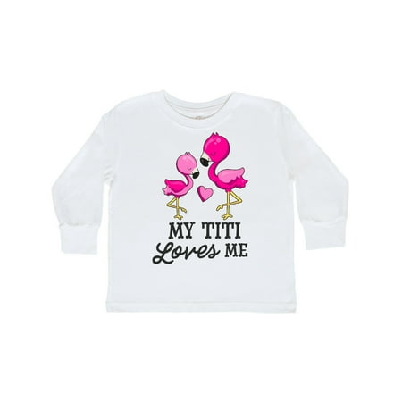 

Inktastic My Titi Loves me with Two Flamingos Gift Toddler Boy or Toddler Girl Long Sleeve T-Shirt