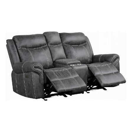 Hesy Power Motion Recliner Loveseat w Console- Dark Gray 75 Inch