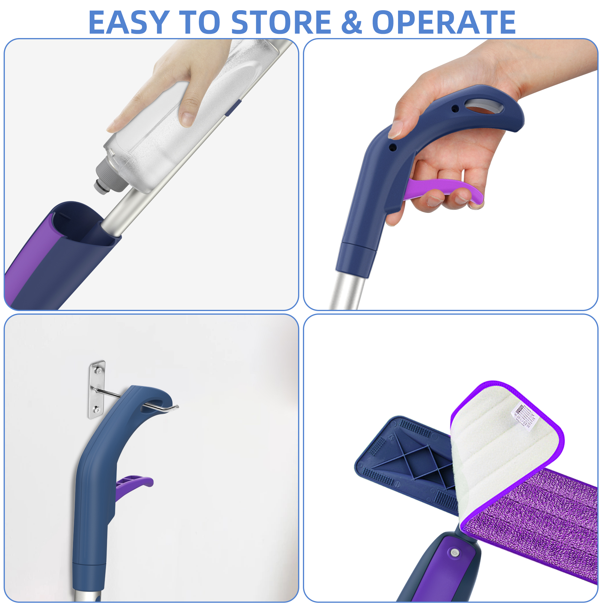 Sugarday Spray Mop with 4 Washable Pads and 2 Bottles photo 6