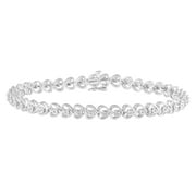 FIFTH AND FINE 1/8 Carat tw Diamond Heart Tennis Bracelet in 925 Sterling Silver (7 Inches)