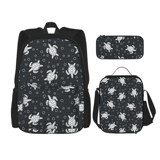 Fotbe Turtle Set Escolar 3 en 1 para Niños - Mochila Duradera con Lonchera Aislante y Estuche para Lápices - Mochila Escolar para Niños y Niñas