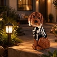 thumbnail image 2 of Halloween Skeleton Goldendoodle Dog Statue, Curly Brown Resin Poodle Figurine with Skeleton Outfit for Tabletop and Home Decor, 2 of 6
