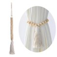 thumbnail image 4 of Dalazy Rideaux en Perles de Bois Naturel, Attaches de Corde Boho à Pompons Perlés, 4 of 9