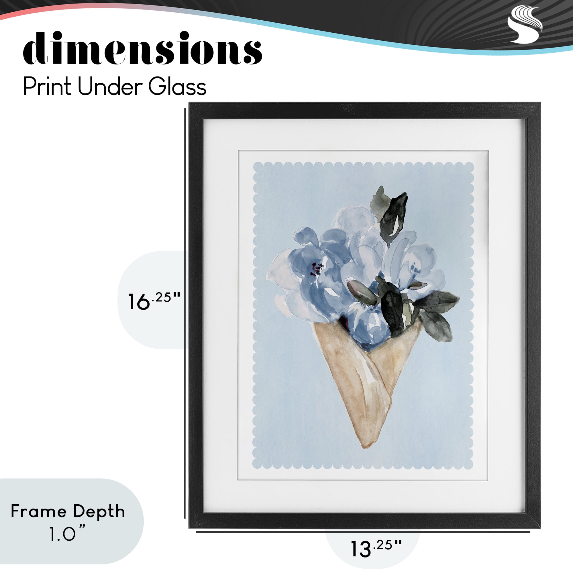 Stupell Industries Blue Flower Gift Bouquet Black Framed Print Under Glass, design by Elizabeth Medley