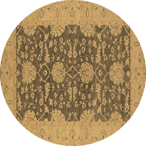 Ahgly Company Indoor Round Oriental Brown Industrial Area Rugs, 3' Round