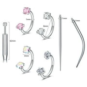 Horseshoe Nose Rings, 18G for Women Lip Hoops Half Hoop Earring Rook Daith Tragus Helix Piercing Jewelry Septum Rings,Gold and Silver Zirconia