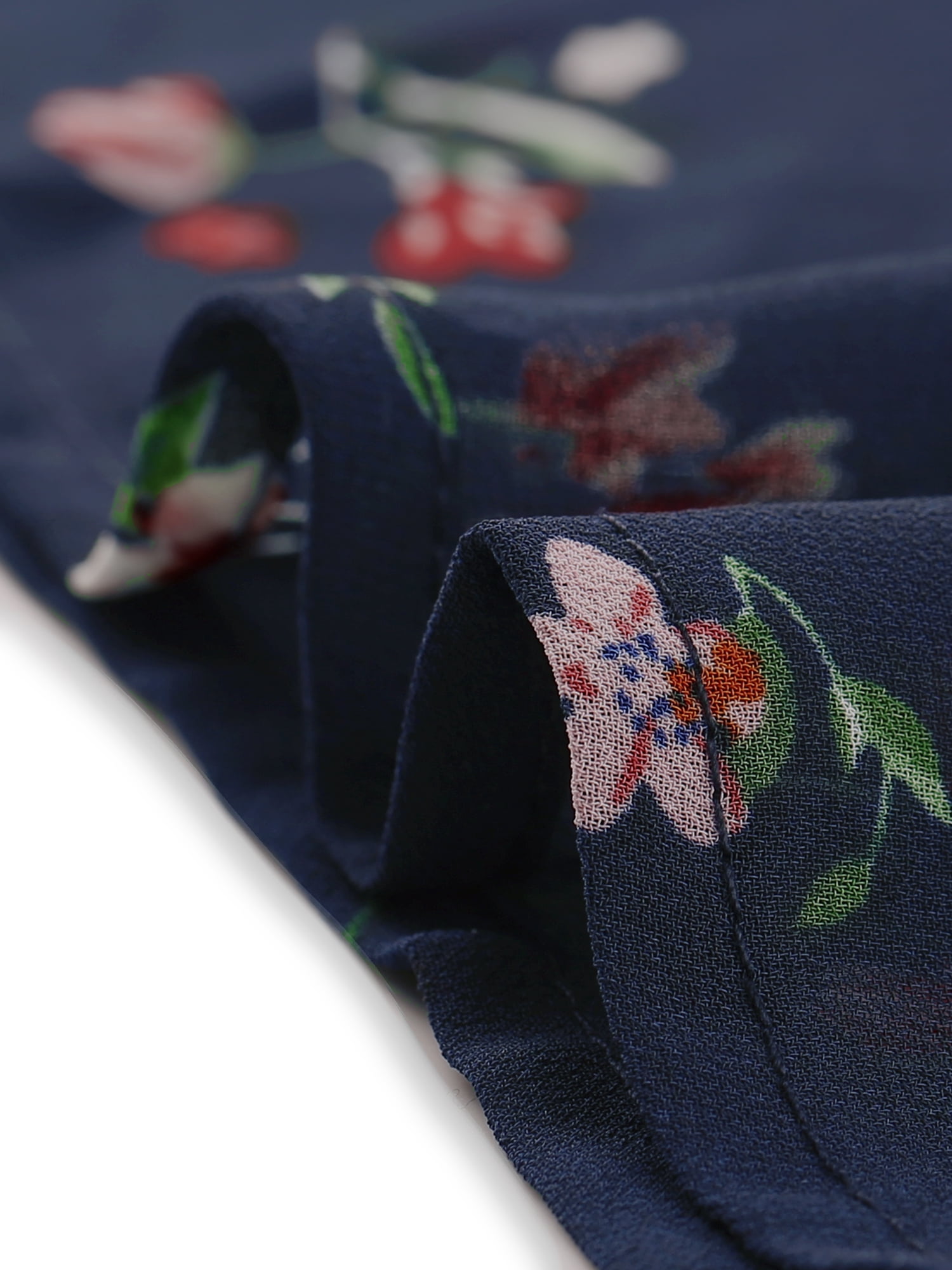 DARING DIVA Boho Floral V Neck Bishop Sleeve Below The Keen Wrap Dress XL Dark Blue