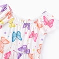 thumbnail image 3 of PatPat Girls Dress Square Neck Flutter Sleeve Dress All Over Butterfly Print Casual Kids Summer Dress 5-12Y, 3 of 8