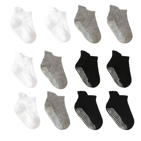 

Taize 6 Pairs Solid Color High Elasticity Infant Socks Cotton Low Tube Non-Slip Toddler Socks for Daily Wear