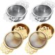 thumbnail image 1 of Tea Strainers with Drip Bowls, Mesh Tea Infuser Stainless Steel Loose Leaf Tea Filter (Silver and Gold,4 Pieces, 1 of 4