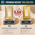 thumbnail image 4 of Rio Salto Heritage Collection Brushed Brass Gold Triple Toggle Light Switch Cover  3-Gang Flip Switch Wall Plate, Oversize 6.94 x 5 in Metal Plate for Luxury Home Dcor Upgrade, 4 of 11