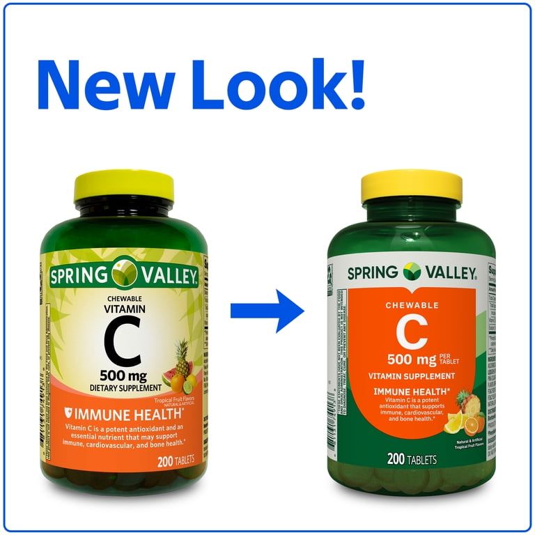 Spring Valley Vitamin C Dietary Supplement, Tropical Fruit, 500 mg