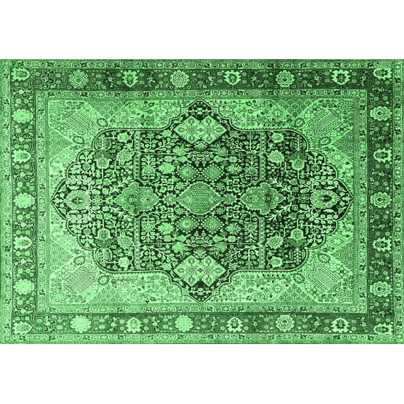 Ahgly Company Indoor Rectangle Persian Emerald Green Traditional Area Rugs, 2' x 4'