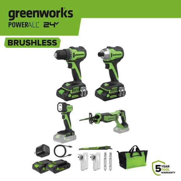 Greenworks 4 Pc Power Tools Cambo Kit, PowerAll, CK344A1