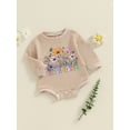 thumbnail image 3 of FEORJGP Toddler Baby Girls One-piece Rompers 0 3M 6M 12M 18M Infant Long Sleeve Jumpsuits Flower Letters Print Crew Neck Bodysuit Clothes Kids Little ute Spring Fall Clothes for Casual Daily, 3 of 7