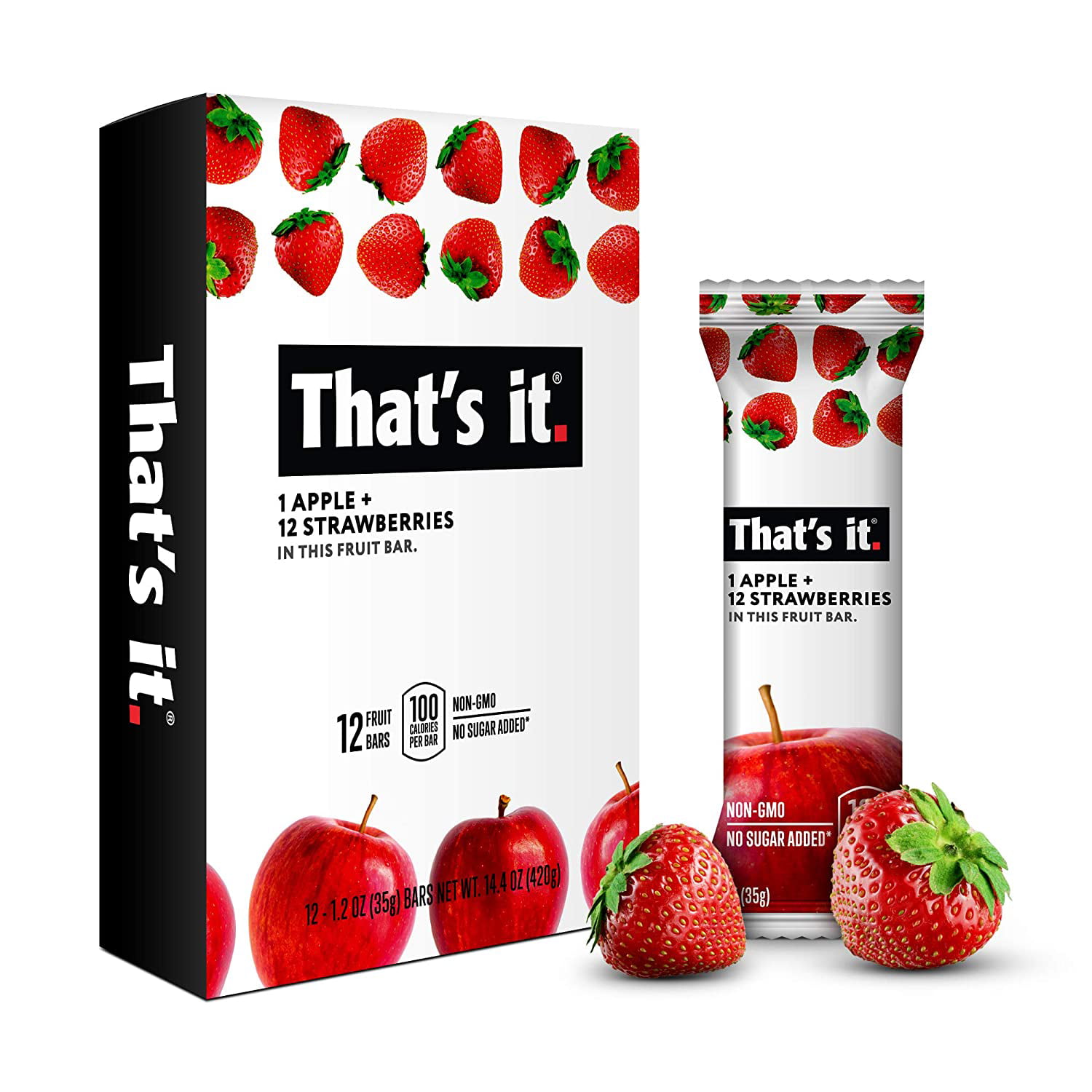 That&amp;#39;s it. Apple + Strawberry 100% Natural Real Fruit Bar, Best High Fiber Vegan, Gluten Free Healthy Snack, Paleo for Children &amp; Adults, Non GMO No Sugar Added, No Preservatives Energy Food (12 Pack)