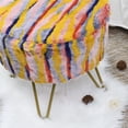 thumbnail image 4 of Home Soft Things Multi Jacquard Faux Fur Round Ottoman - Orange - 18" x 18" x 18", 4 of 7