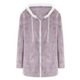 thumbnail image 4 of Sevevn Women's Plus Size Plush Jacket Winter Full Zipper Plush Hooded Cardigan Jacket Soft And Oversized Warm Jacket Purple M Holiday Gift Finder, 4 of 5