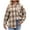 Coffee, variant on Womens Lined Flannel Jacket with Hand Pockets, Plaid Button Down Fuzzy Shirt Jackets Purple,M
