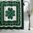 thumbnail image 2 of St Patricks Day Small Stall Shower Curtain, Waterproof Shower Curtains for Bathroom, Green Shamrock Farmhouse Wooden Grain Washable Fabric Bath Curtain for Bathtub Decoration with Hooks 36x72 Inches, 2 of 9