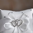 thumbnail image 4 of Cesta de Niña de las Flores y Almohada de Anillo Decoración de Boda Satén Blanco y Decoración de Diamantes de Imitación de Corazones Dobles ANGGREK  Otros, 4 of 8