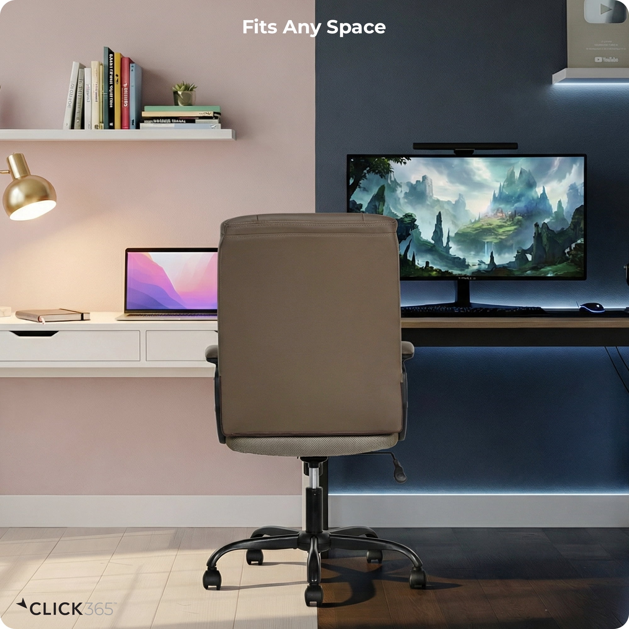 Click365 Click365 Adult Polyurathane Mid Back Indoor Commercial Ergonomic Office Chairs Hardware Kit, Brown