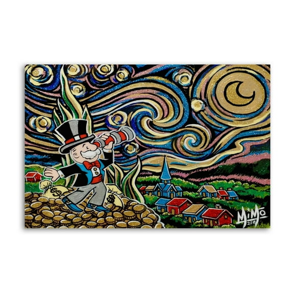 Alec-Monopolys Starry Night Canvas Wall Art Prints Poster Gifts Photo Picture Painting Posters Room Decor Home Decorative 12x18inch(30x45cm)