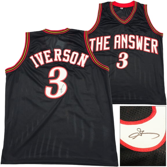 Philadelphia 76ers Allen Iverson Autographed Black Jersey Beckett BAS Witness 229998