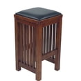 thumbnail image 2 of Faux Leather Upholstered Wooden Backless Barstool, Dark Brown, 2 of 5