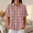thumbnail image 3 of Women's Waffle Golf Polo Shirts Summer 2026 Striped Short Sleeve T-Shirt Casual Tennis Work Athletic Tops Pink XXL, 3 of 8