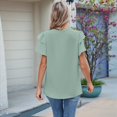 thumbnail image 4 of Blusas de Verano para Mujer, con Volantes, Corta, Cuello Redondo, Informales, Plisadas Al Frente, Básicas. Judías XL, 4 of 9