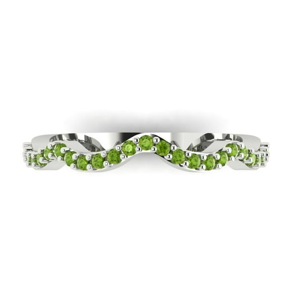 0.23 ctw Wedding Band for Women - 18K White Gold Natural Peridot Stackable Eternity Ring