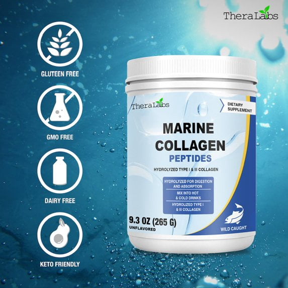 TheraLabs Marine Collagen Peptides Wild Caught Hydrolyzed Powder 9.3oz 26 Servings