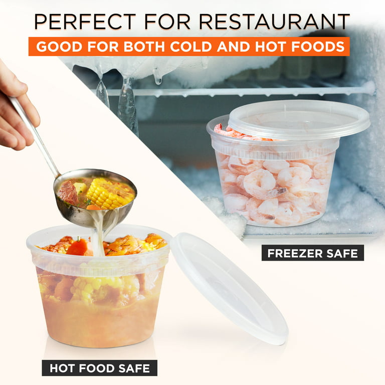 Deli Container with Lids - Food Storage - Clear Freezer, 36-Pack BPA Free  Plastic 8, 16, 32 oz, Cup Pint Quart set, Great for Soup, Meal Prep,  Portion Control, Slime and More 